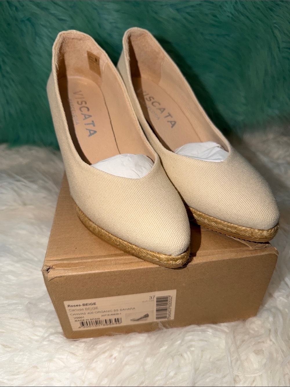 NIB Viscata Barcelona Roses-Beige Canvas 405 organic SS Sahara Women’s size 6.5